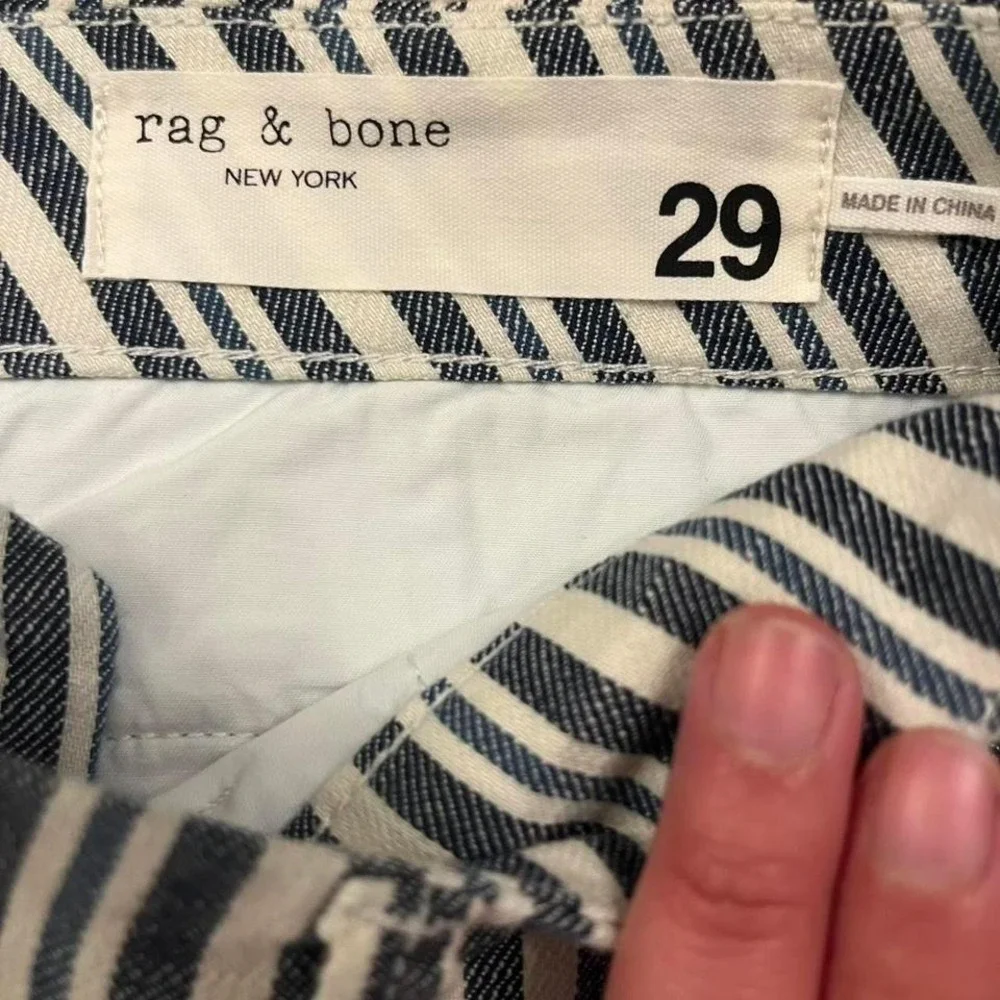 Rag & Bone Striped Wide Leg Pants Navy White Hickory Stripe Size 29 - Picture 3 of 8